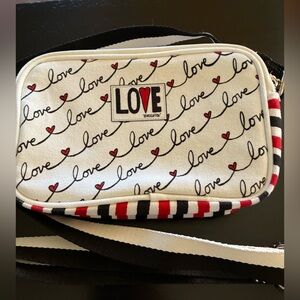 Brighton White Crossbody with Red Heart Accent and Black Script